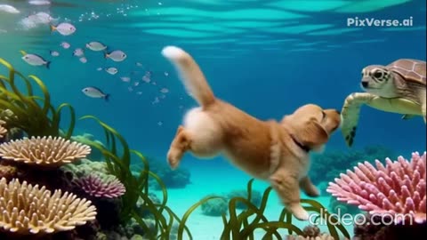 Underwater Puppy Meets Sharks, Dolphins, and Fish | Ocean Adventure