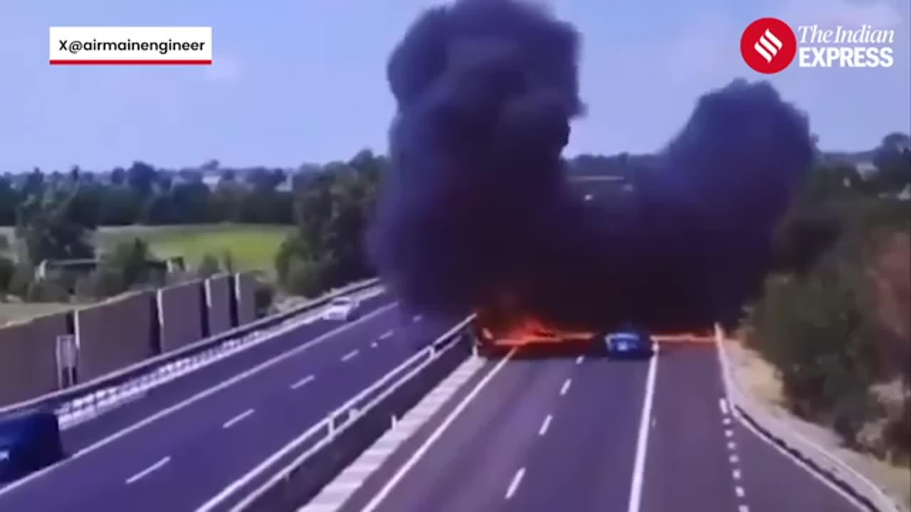 Italy_Plane_Crash__2_Dead_After_Ultralight_Aircraft_Nose-Dives_Onto_Highway___Caught_on_Camera