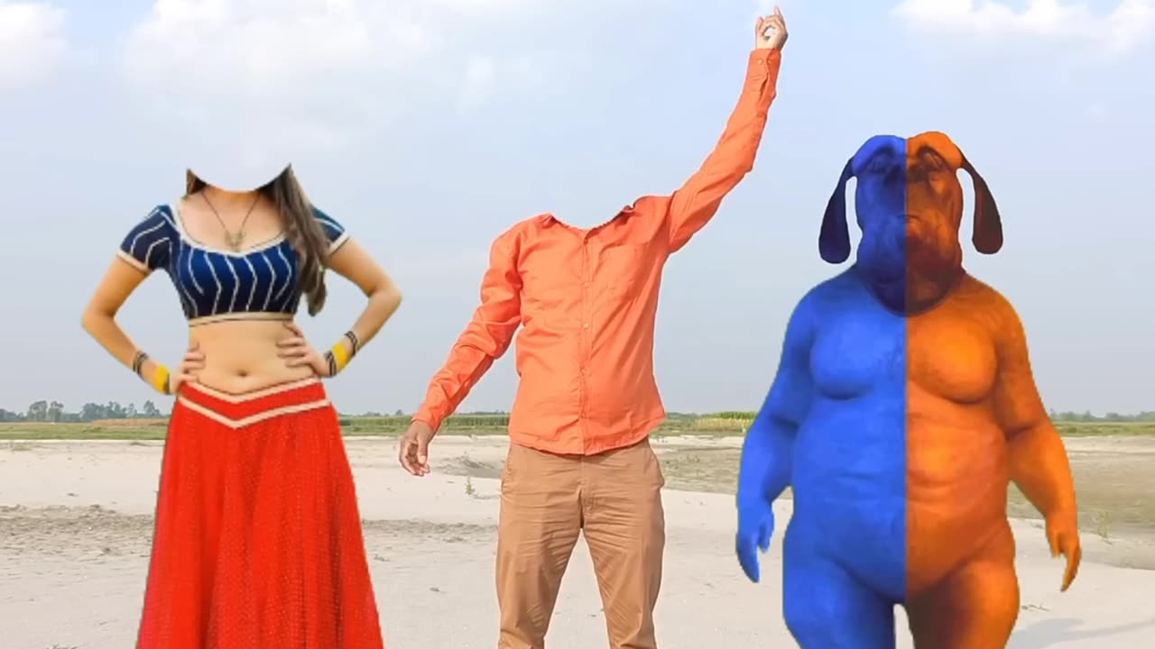 fatty dog & cute bhabi correct head matching with tu radha meri main shyam tera songs#shorts