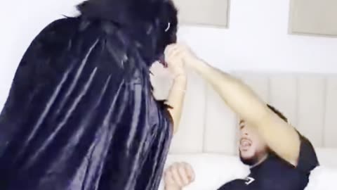 Funny prank on sleeping husband 😂😂😂