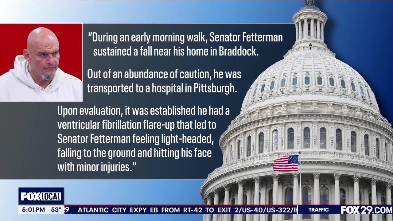 🚩Sen. Fetterman suffers fall, now hospitalized after ventricular fibrillation flare-up