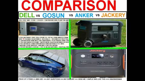 COMPARISON , DELL VS GOSUN VS JACKERY VS ANKER VS GENERATOR , 15 ITEMS IN 4000 USD