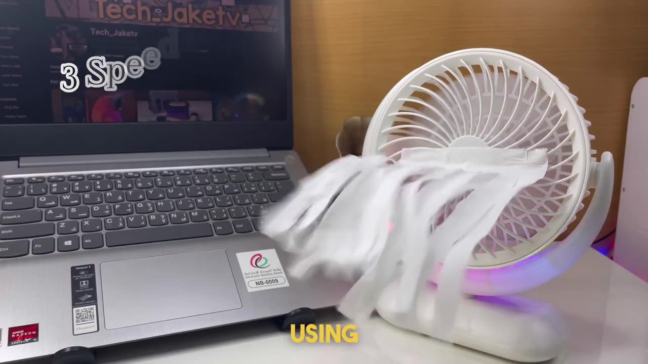 Moon-Shaped Desktop Mini Fan with DC Motor 45° Adjustable Air/Unboxing/ Device Test/ Battery Check