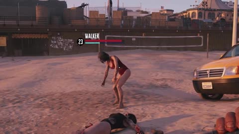 PLaying golf with the swimsuit zombie chick..