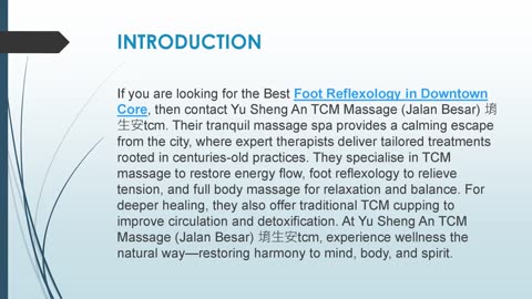 Best Body Massage in Downtown Core