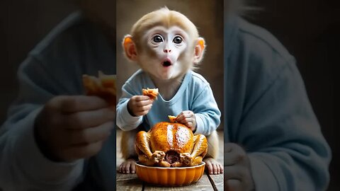 This little monkey knows how to enjoy a meal! 🐒🍽