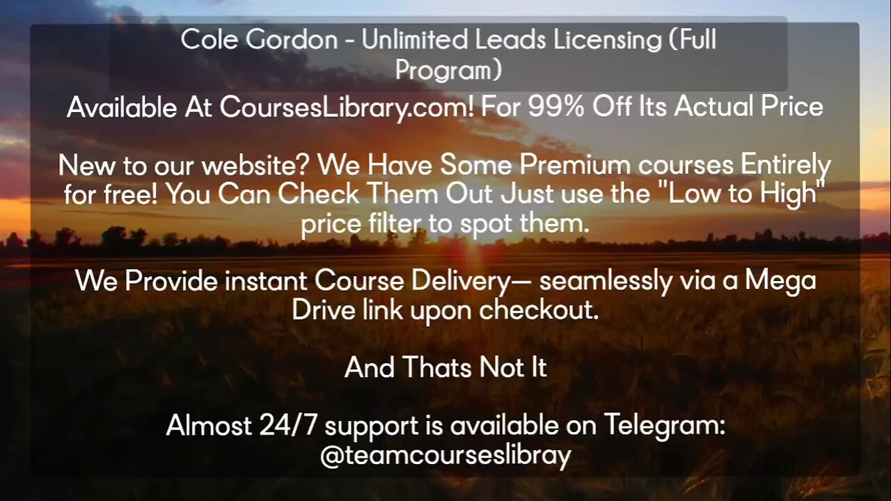 (courseslibrary.com)Cole Gordon - Unlimited Leads Licensing (Full Program)