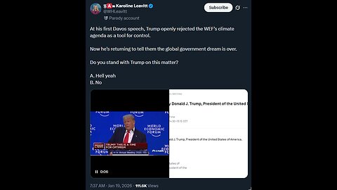 At his first Davos speech, Trump openly rejected the WEF’s climate agenda as a tool for control. -