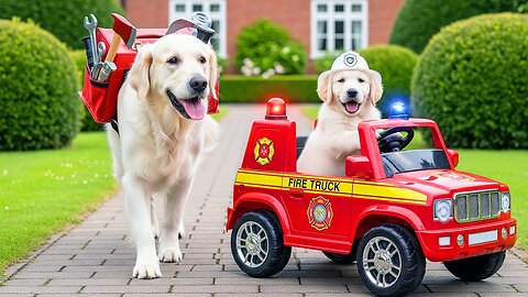 Puppy Joins Mama Dog for a Firefighting Adventure 🚒🔥