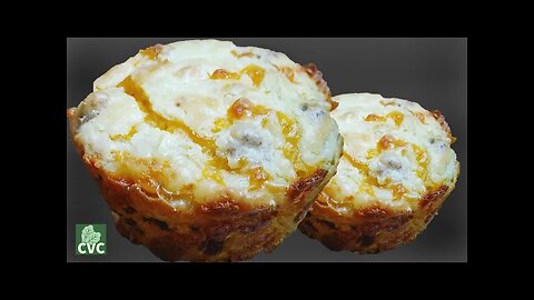 3 Cheese Sausage Muffins, Cheddar and Cream Cheese Heaven