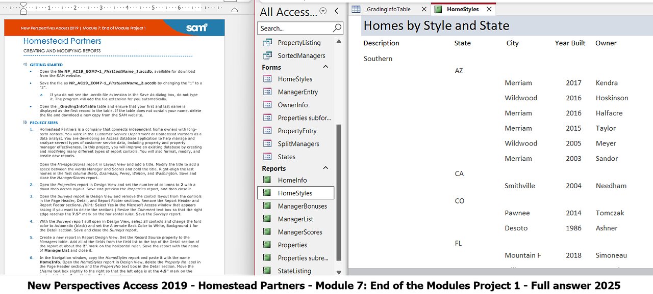 New Perspectives Access 2019 | Module 7: End of Module Project 1| Homestead Partners (2025)