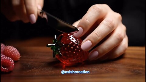 what a satisfying straberry cutting video #straberry #ai #glasscutting #satisfyingvideos