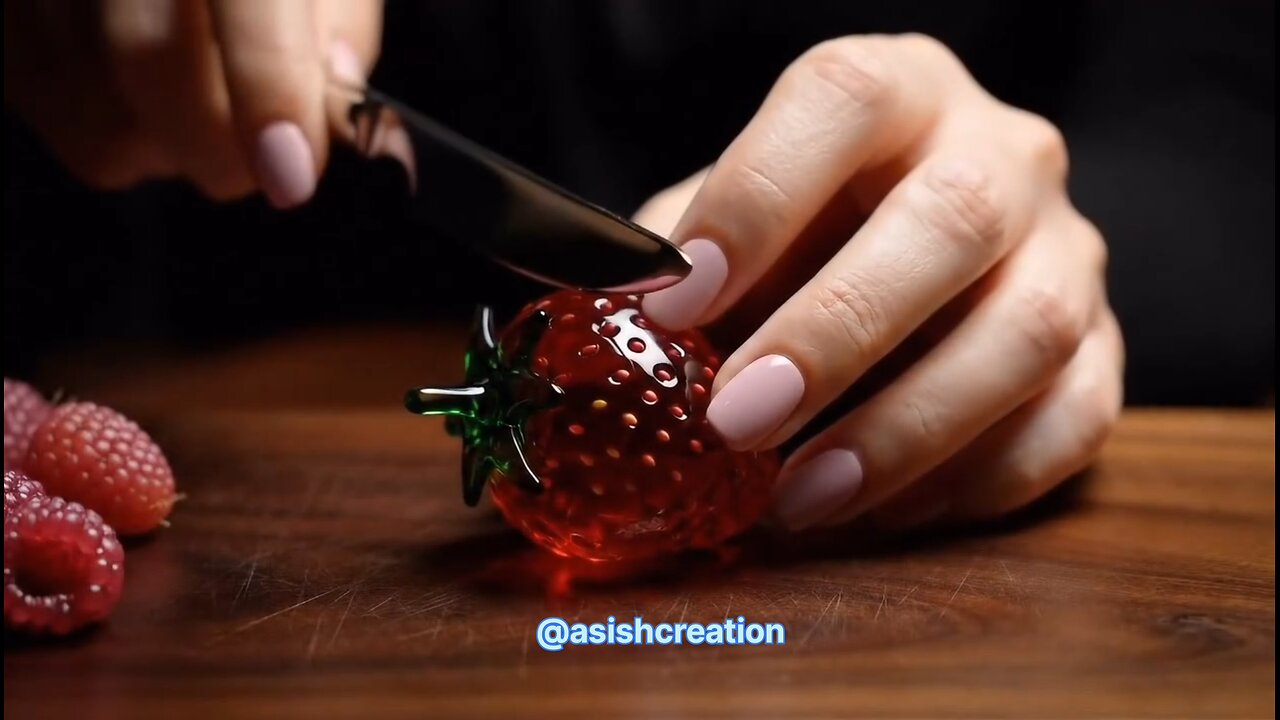 what a satisfying straberry cutting video #straberry #ai #glasscutting #satisfyingvideos