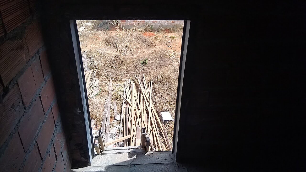 View from inside the roof of the wood that holds the tiles