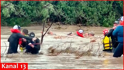 Video captures dramatic rescue of driver trapped in floodwaters in Wall, Texas