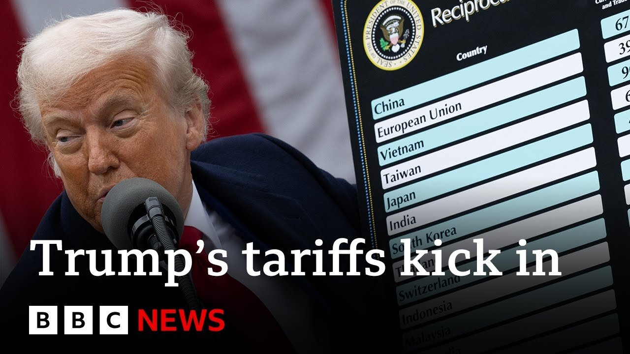Worst week for US stocks since Covid as President Trump's tariffs kick in | BBC News