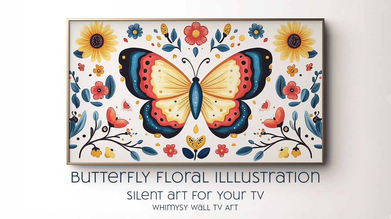 Beautiful Butterfly Art | Colorful Floral Illustration For Your TV Screen
