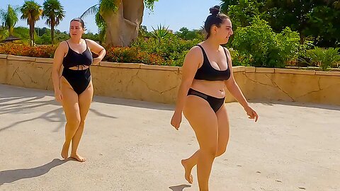 Long Walk To The Water Slide At The Waterpark