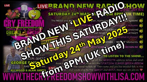 🚨BRAND NEW 'LIVE' RADIO SHOW THIS SATURDAY 24th MAY🚨from 8PM (UK time)