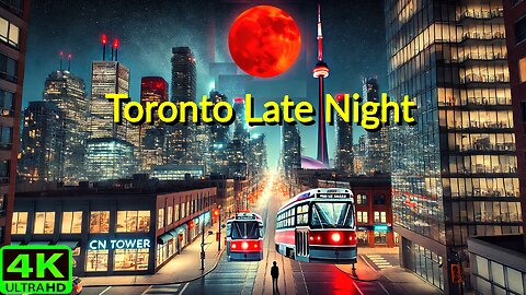 【4K】After Midnight Toronto 🌒 🌙 Lunar Eclipse Downtown under the Blood Moon 🔴✨ Canada 🇨🇦