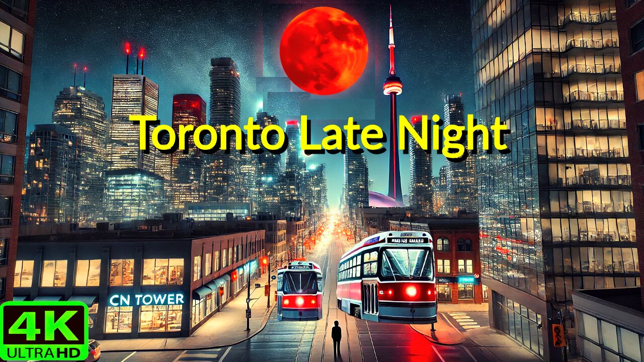 γ4KγAfter Midnight Toronto π π Lunar Eclipse Downtown under the Blood Moon π΄β¨ Canada π¨π¦