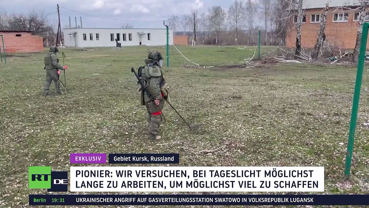 Exklusiv: Russische Soldaten suchen nach Minen im Gebiet Kursk