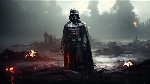 Darth Vader On Distant Raining Planet