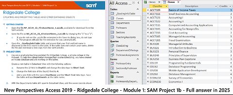 New Perspectives Access 2019 | Module 1: SAM Project 1b - Ridgedale College - Full answer 2025