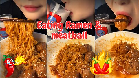 Eating Spicy Ramen & Juicy Meatballs | Ultimate Food Cravings! 🍜🍖🔥