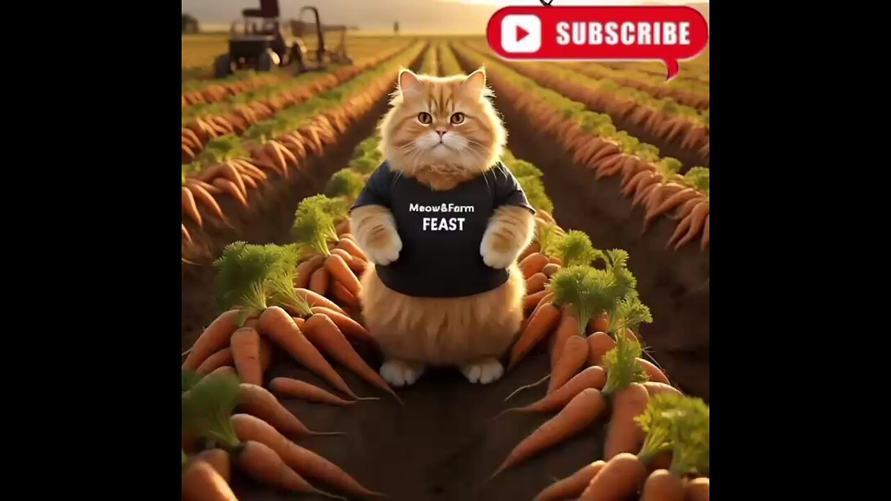 A cat farming fresh carrots