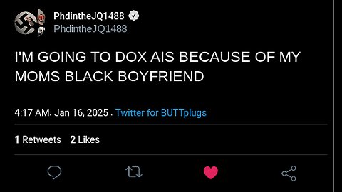 PhDintheJQ1488 (Nazi) tweets out threats!