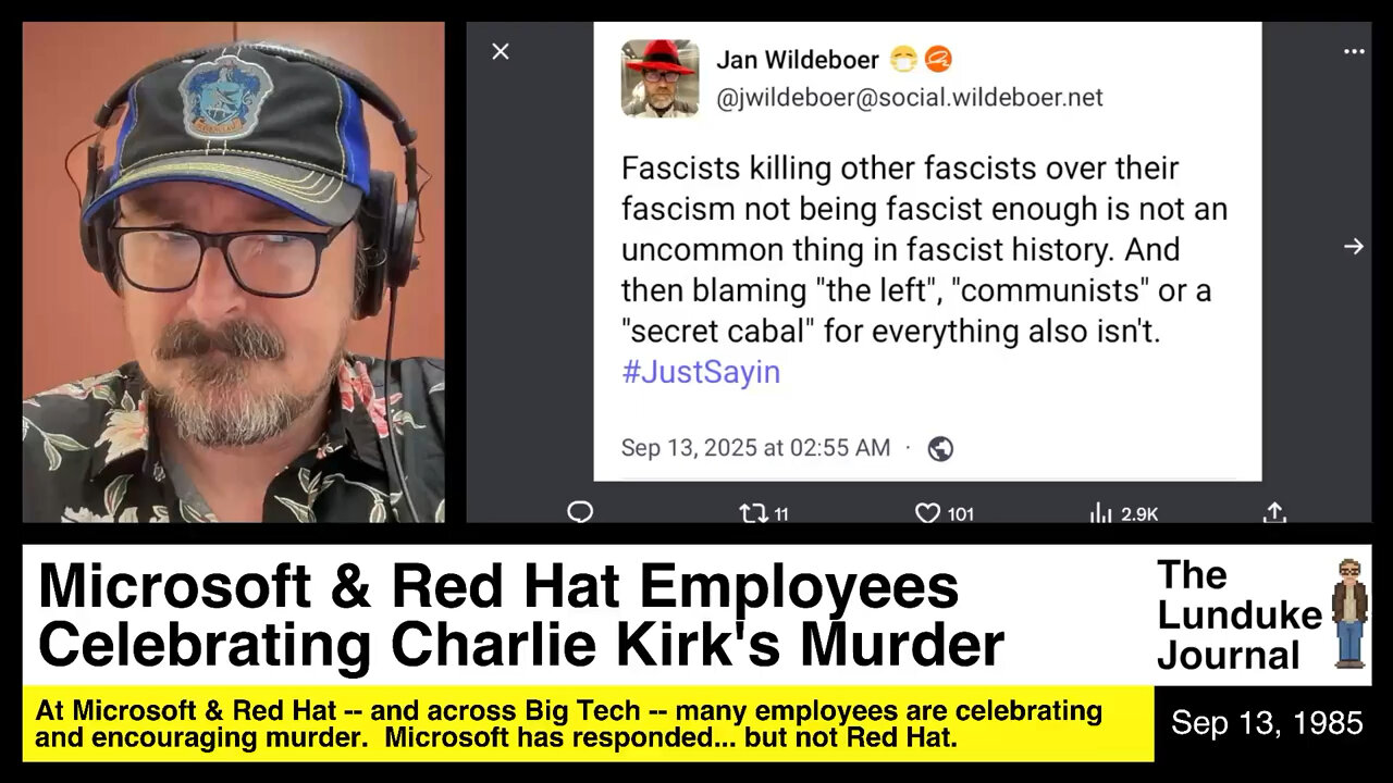 Microsoft & Red Hat Employees Celebrating Charlie Kirk's Murder
