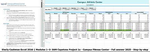 Shelly Cashman Excel 2016 | Modules 1-3: SAM Capstone Project 1a Campus Fitness Center (2025)