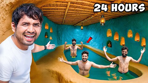 24 Hours Challenge In Secret Underground Swimming Pool