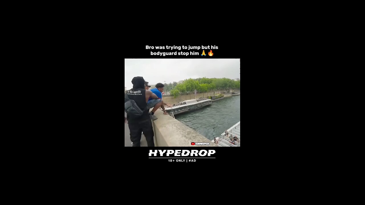 ishowspeed tries to jump into a river in France 🇫🇷