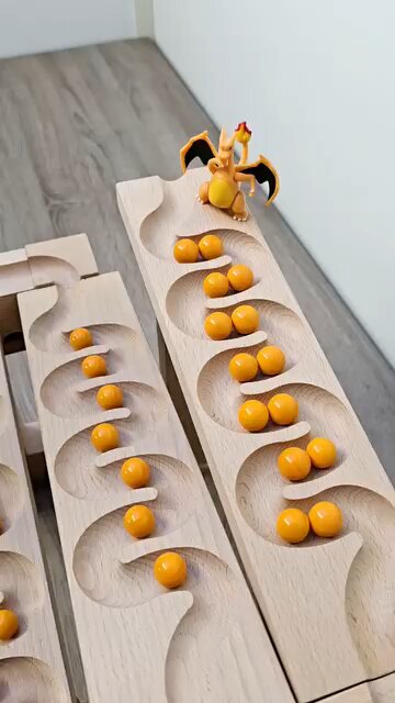 wooden tracks marble run ASMR