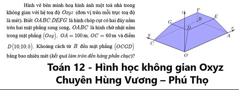 chuyên Hùng Vương – Phú Thọ: Hình vẽ bên minh hoạ hình ảnh một toà nhà trong không gian