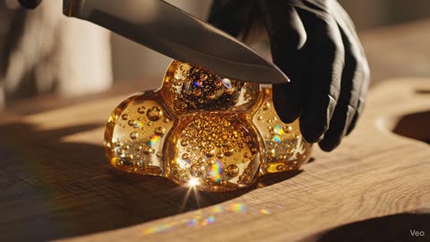 Glass ice cream. Cutting ASMR