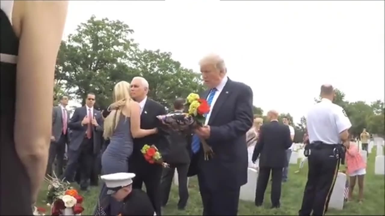 President Trump shares a heartfelt moment with 6-year-old Christian Jacobs at the grave of his father Marine Sgt. Christopher Jacobs