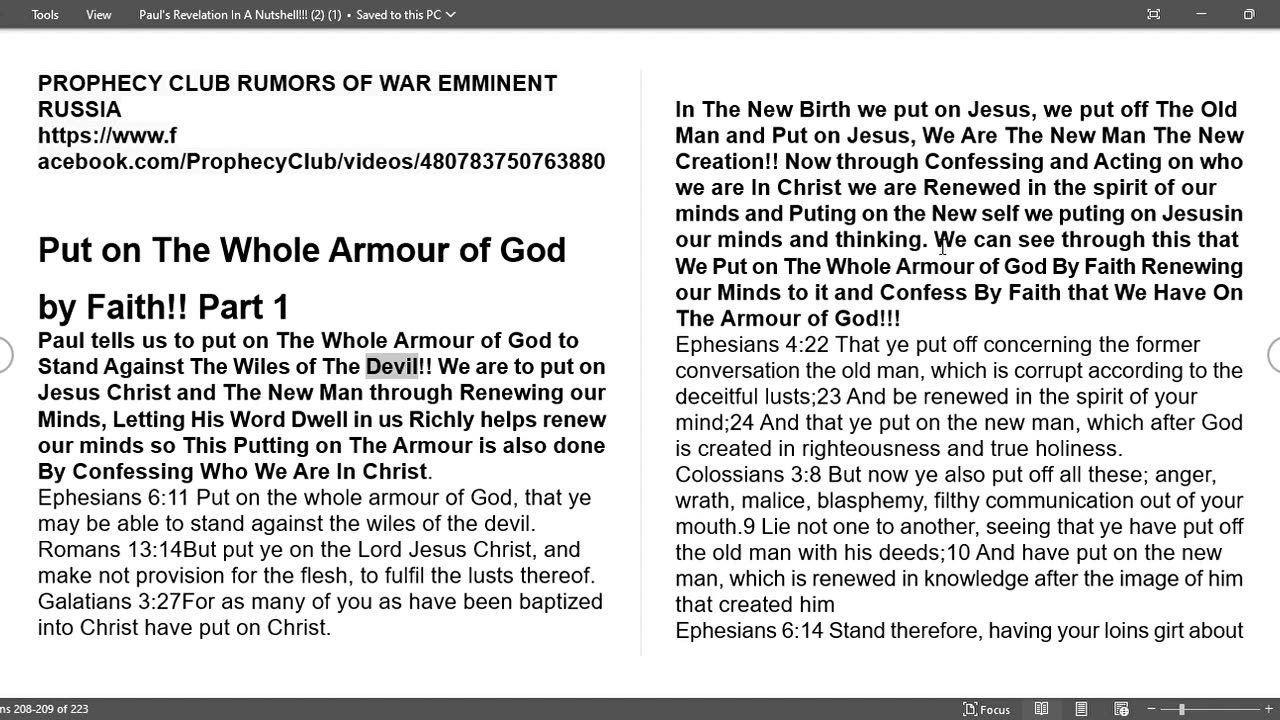 Put On the Full Armor of God!!!! Part 9 Heavenly Father's Care for Us In Christ!!