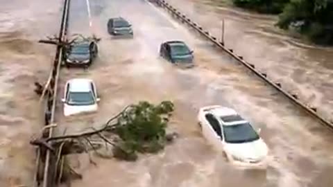 Viral: Moment the Bridge Almost Swept Away by Heavy Floods! #viral #shorts