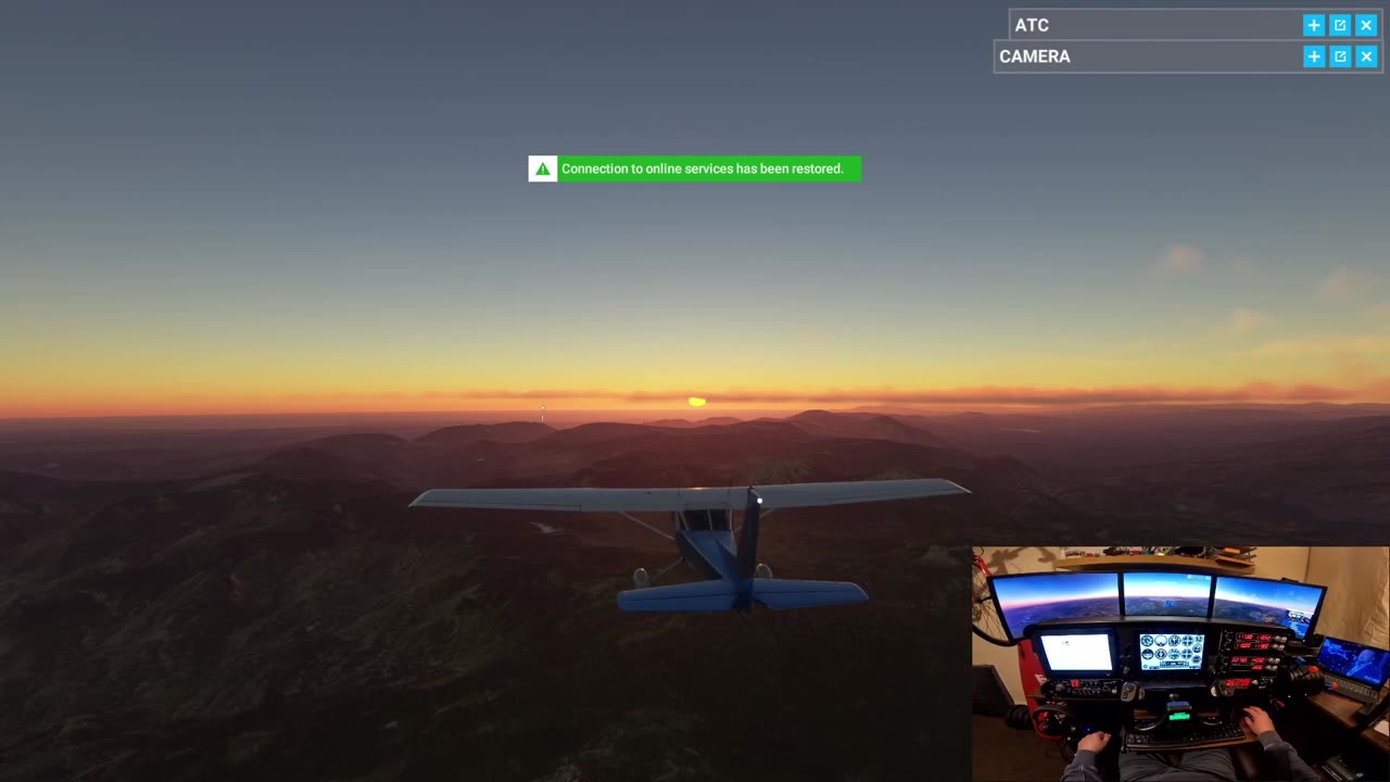 🌄 Stunning Sundown Over Mountains | Virtual Cessna 152 Outside View Magic | MSFS 2020