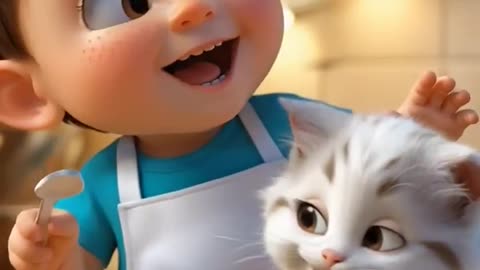 Baby and Kitten React to Hilarious Fart! 😂