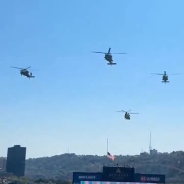 Military Flyover & Flags at Half Mast at Steeler Stadium today