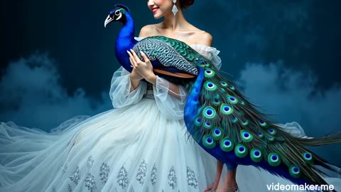 Beautiful lady with Peacock