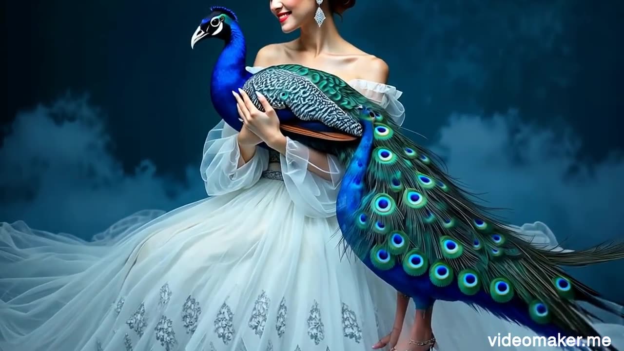 Beautiful lady with Peacock