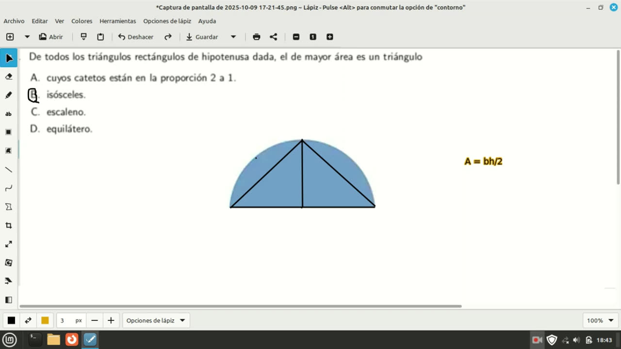 Math entrance exam question. Right triangles