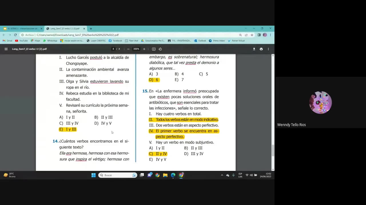 PAMER SEMESTRAL 2023 | Semana 07 | Lenguaje: El Verbo I