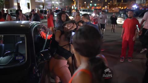 2 black girls fighting and the white girl yelling get off my sister? What am I missing