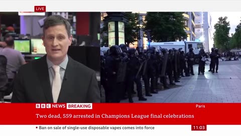 Two dead and hundreds arrested in France after PSG Champions League win | BBC News